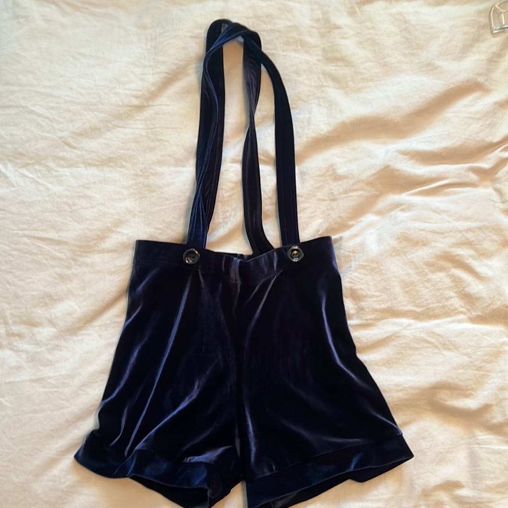 Medium Black Milk Blue Velvet Suspender Shorts